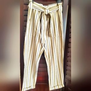 High waisted linen look pants
